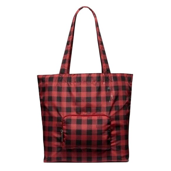 Coach 2018 Packable Nylon Tote In Red And Black Gingham Checkerboard Brand New - Picture 1 of 5